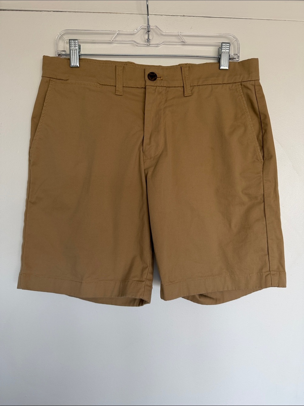 Tommy Hilfiger Mens Khaki Chino Shorts Stretch Cotton Tan Size 30 Preppy Golf